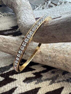 Avon Gold-Tone Clear Crystal Pavé Bangle Bracelet
